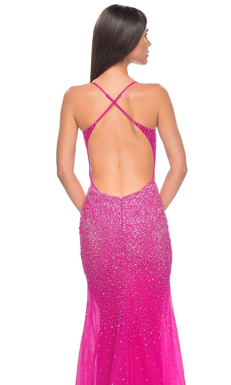 La Femme 32007 V-Neck Rhinestone Embellished Prom Dress