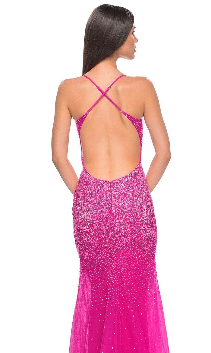 La Femme 32007 V-Neck Rhinestone Embellished Prom Dress