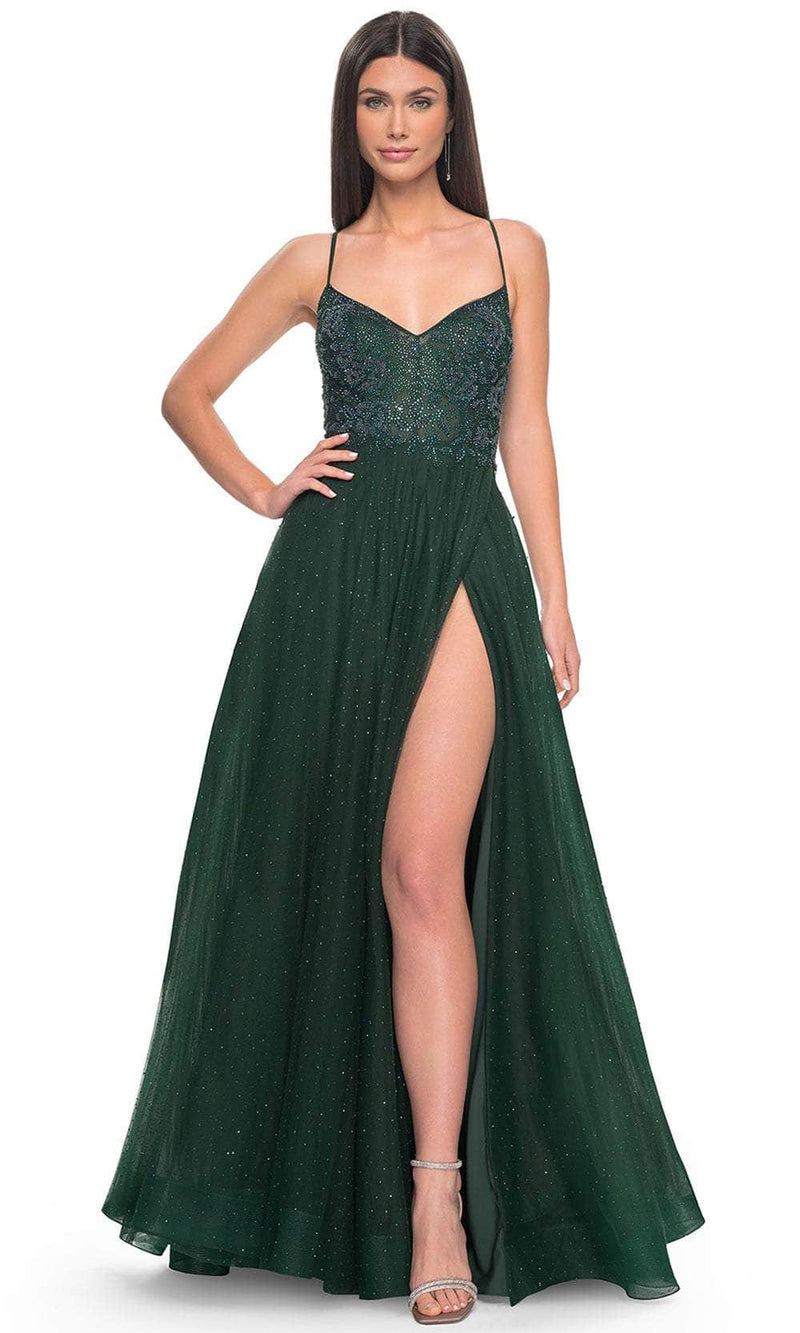 La Femme 32020 Beaded Illusion Prom Dress