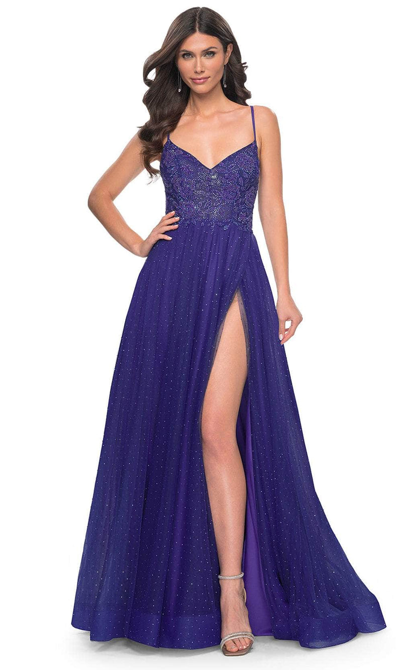 La Femme 32020 Beaded Illusion Prom Dress