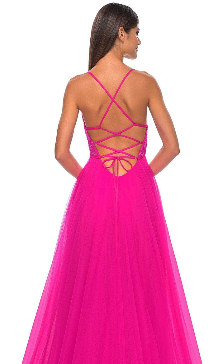 La Femme 32059 Plunging Applique Prom Dress