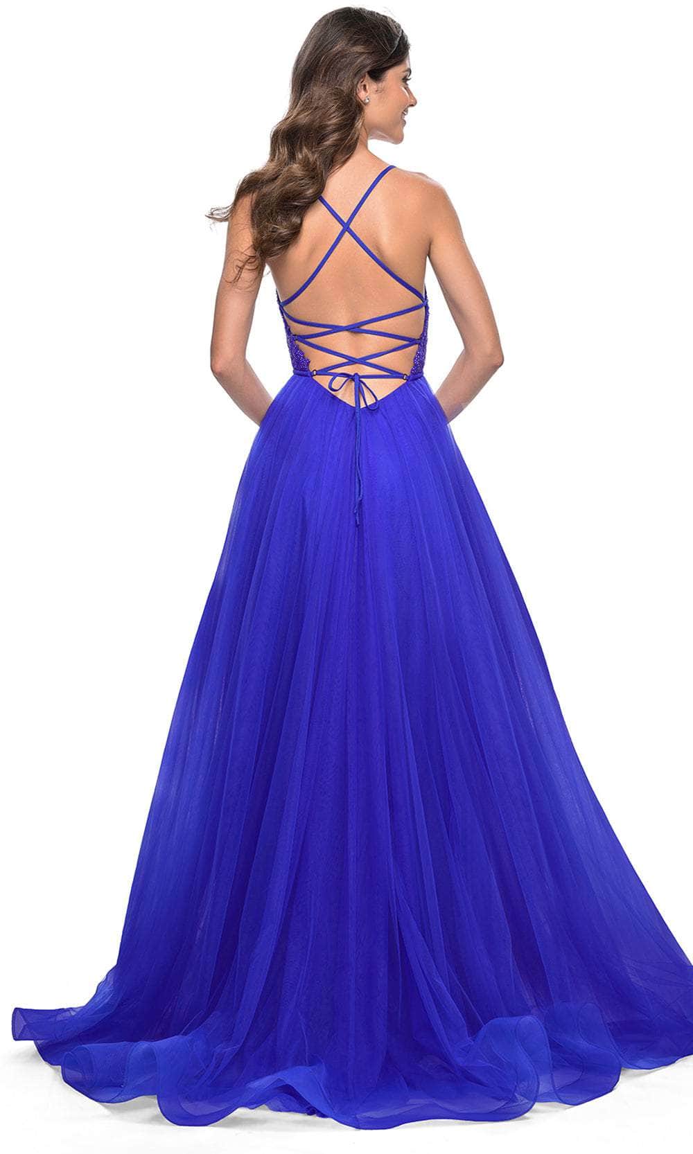 La Femme 32059 Plunging Applique Prom Dress