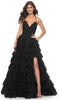 La Femme 32086 Surplice V-Neck Ruffled Prom Dress