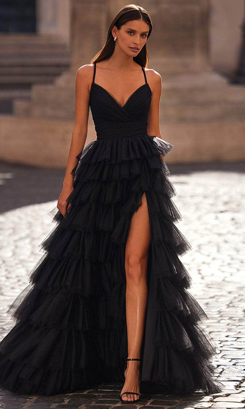 La Femme 32086 Surplice V-Neck Ruffled Prom Dress