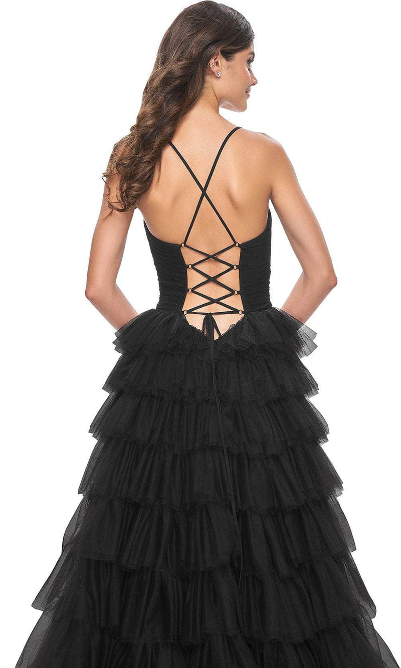La Femme 32086 Surplice V-Neck Ruffled Prom Dress