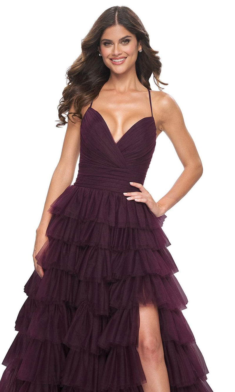La Femme 32086 Surplice V-Neck Ruffled Prom Dress