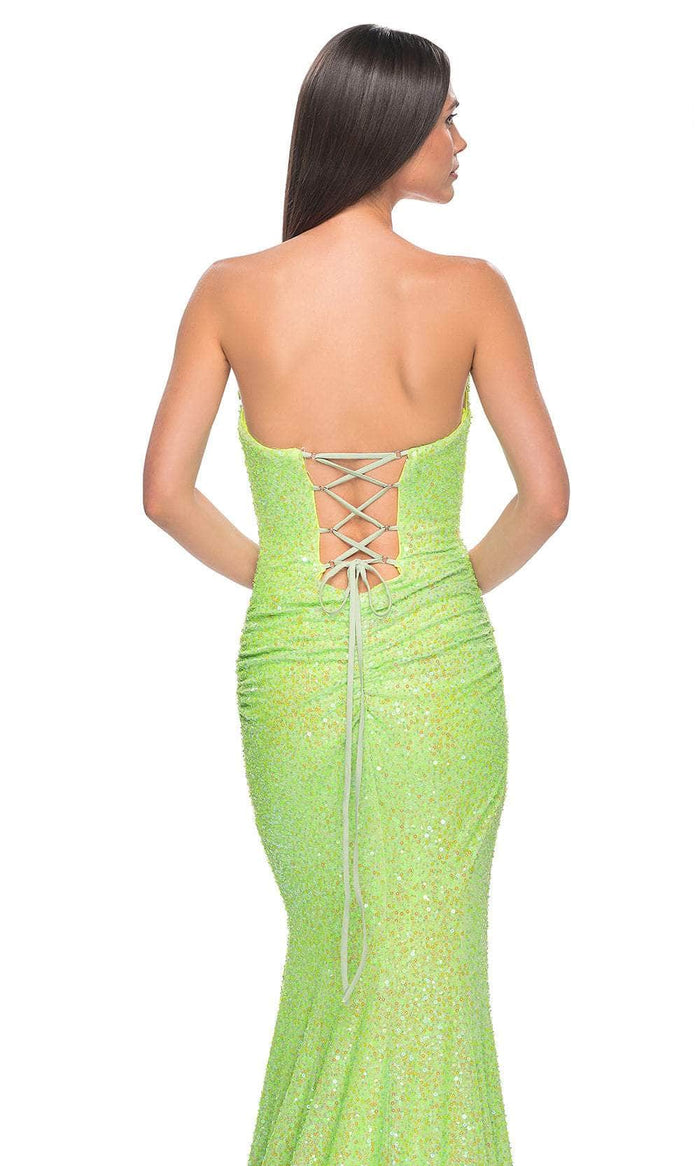 La Femme 32092 Sweetheart Ruched Sequin Prom Gown
