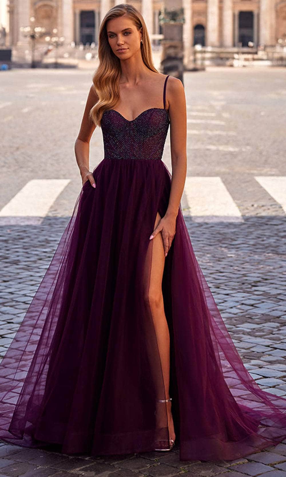 La Femme 32135 Fishnet Bodice Prom Dress