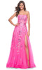 La Femme 32137 Strapless Sequin Floral Prom Gown