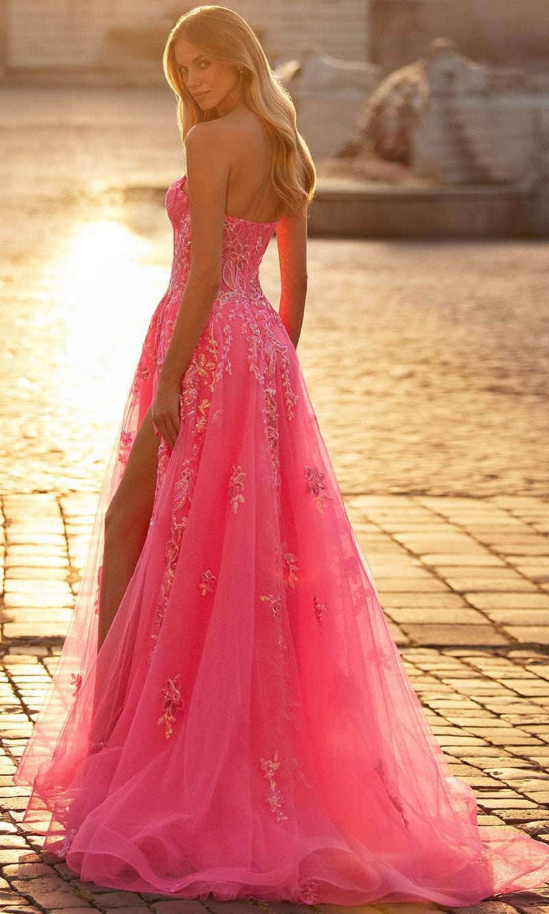 La Femme 32137 Strapless Sequin Floral Prom Gown