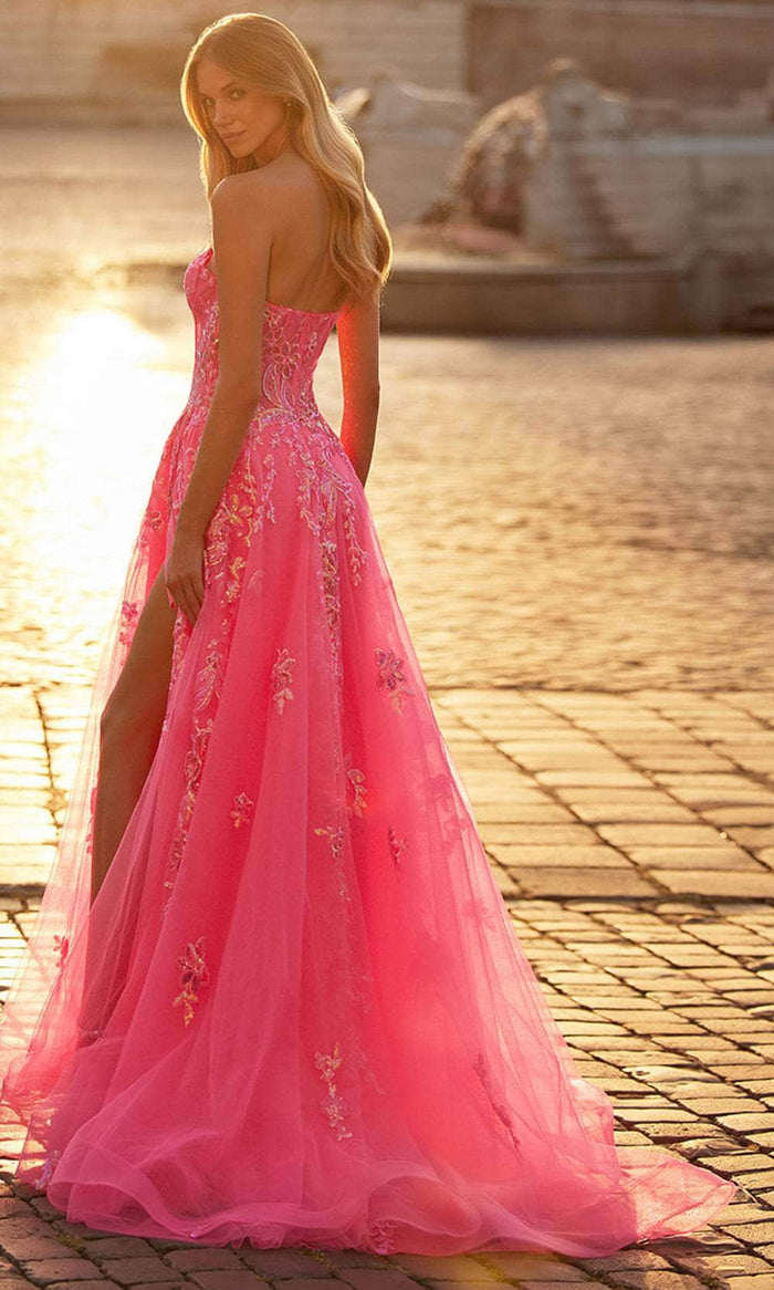 La Femme 32137 Strapless Sequin Floral Prom Gown