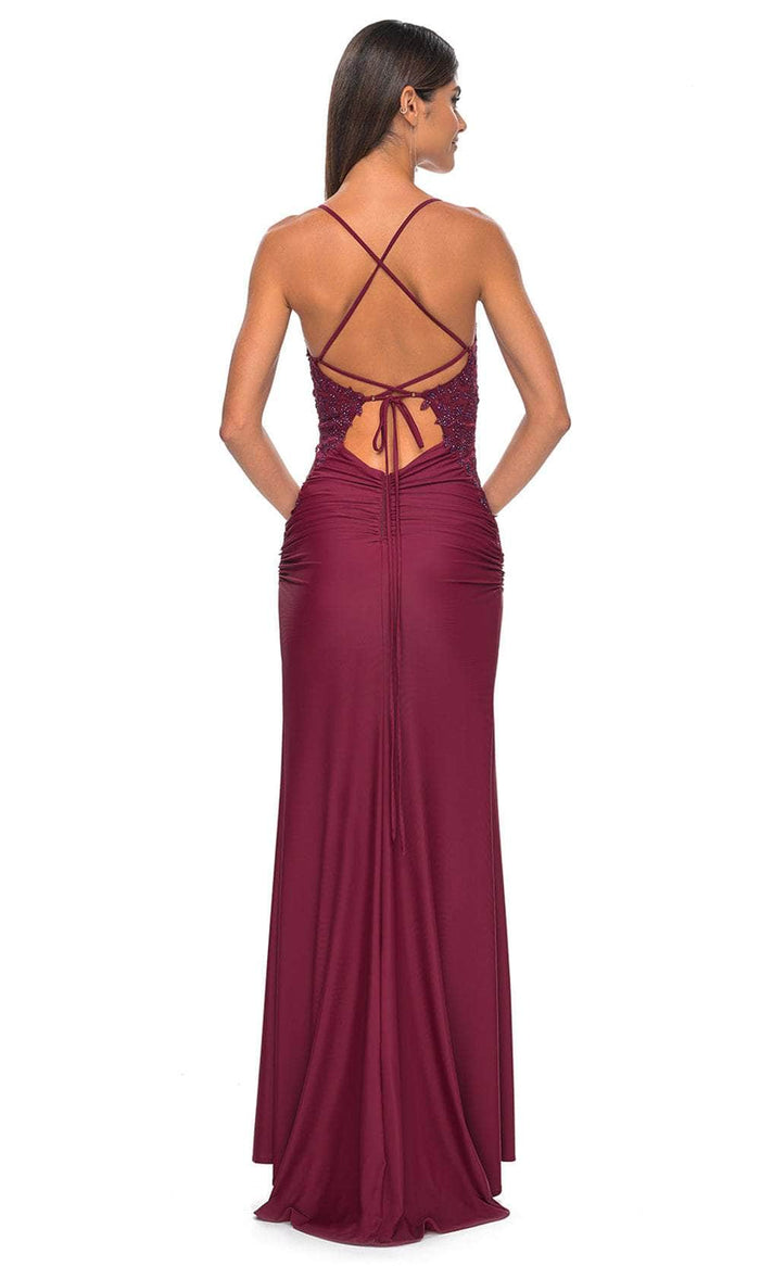 La Femme 32139 Illusion Floral Prom Dress