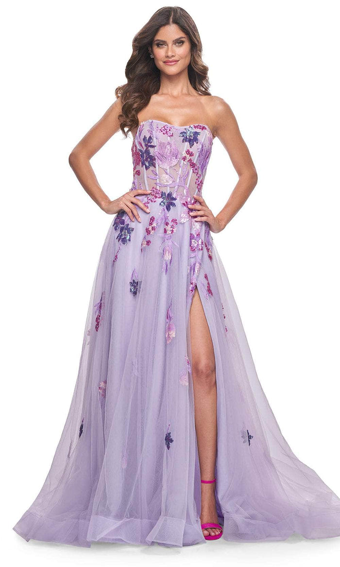 La Femme 32156 Strapless Sequin Embellished Prom Gown