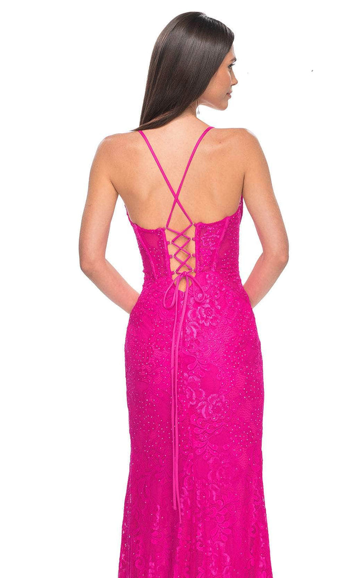 La Femme 32248 Lace High Slit Prom Dress