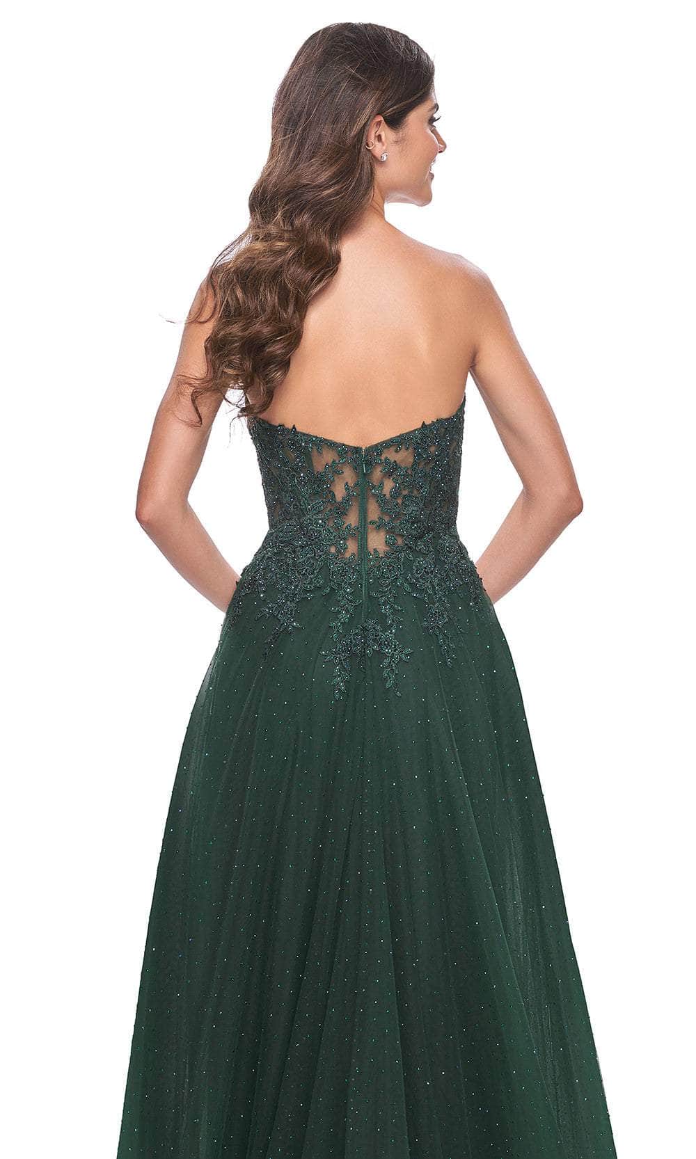 La Femme 32253 Embroidered Strapless A-Line Prom Gown