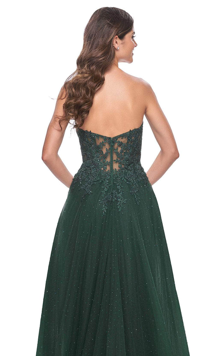La Femme 32253 Embroidered Strapless A-Line Prom Gown
