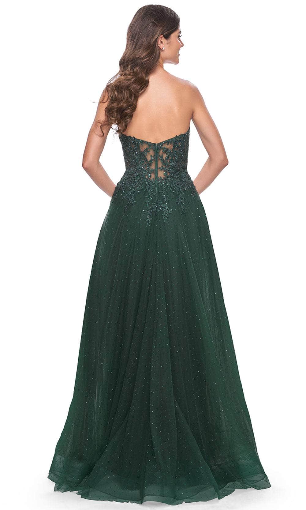 La Femme 32253 Embroidered Strapless A-Line Prom Gown