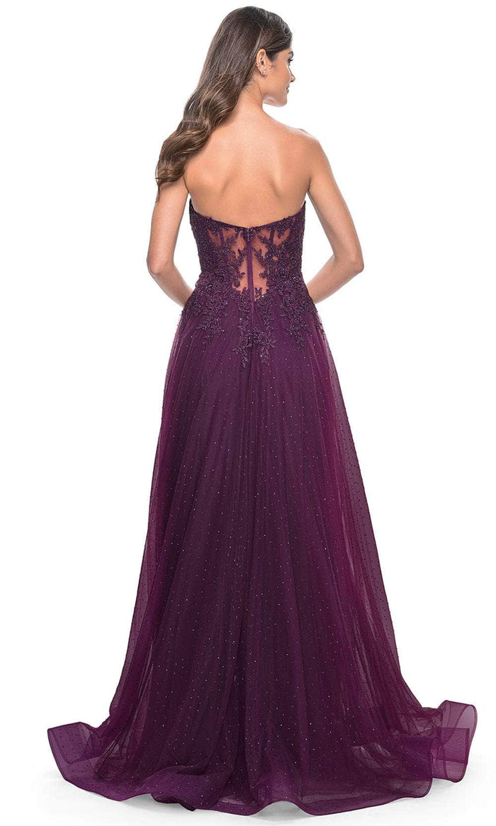 La Femme 32253 Embroidered Strapless A-Line Prom Gown