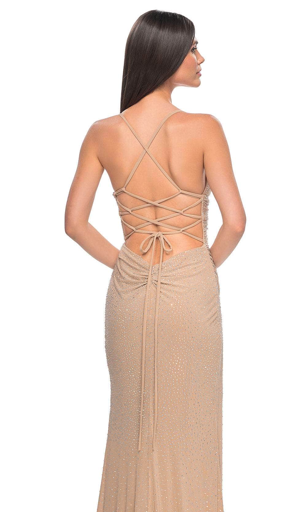 La Femme 32318 Open Tie Back Beaded Prom Gown