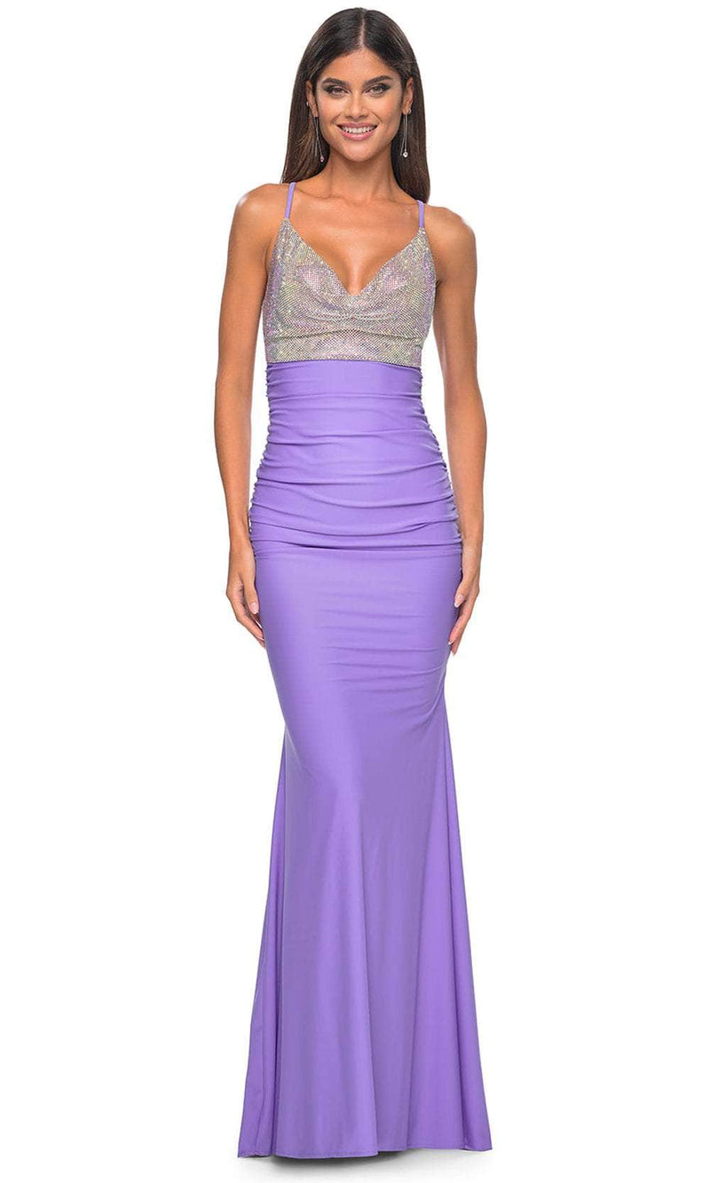 La Femme 32320 Draped Metallic Prom Dress