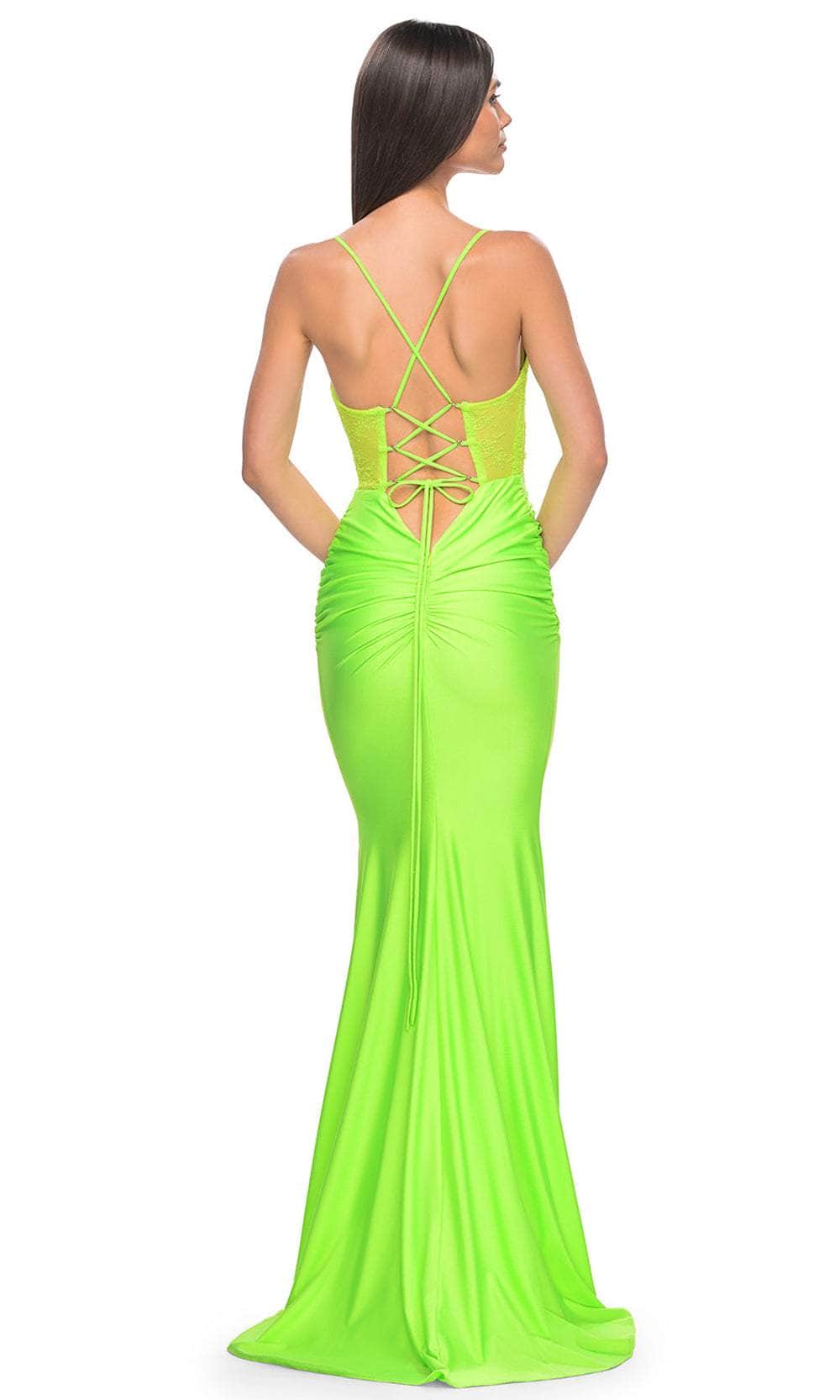 La Femme 32322 Fitted Lace Corset Bodice Prom Gown
