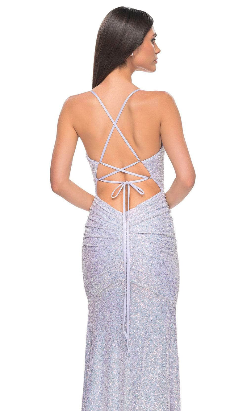 La Femme 32331 Lace-Up Back Sequin Prom Dress