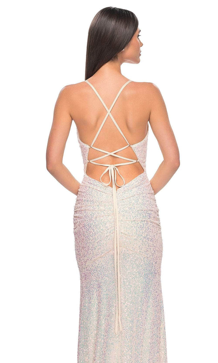 La Femme 32331 Lace-Up Back Sequin Prom Dress