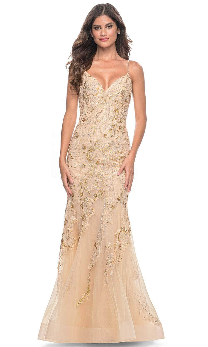 La Femme 32333 Sleeveless Beaded Mermaid Prom Dress