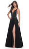La Femme 32345 Plunging V-Neck Rhinestone Embellished Prom Gown