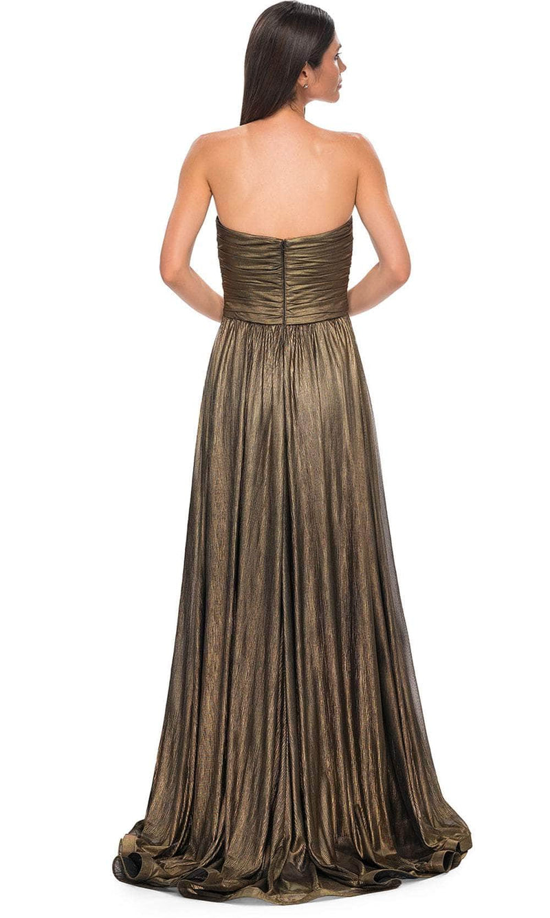 La Femme 32382 Metallic Chiffon Sweetheart Evening Gown