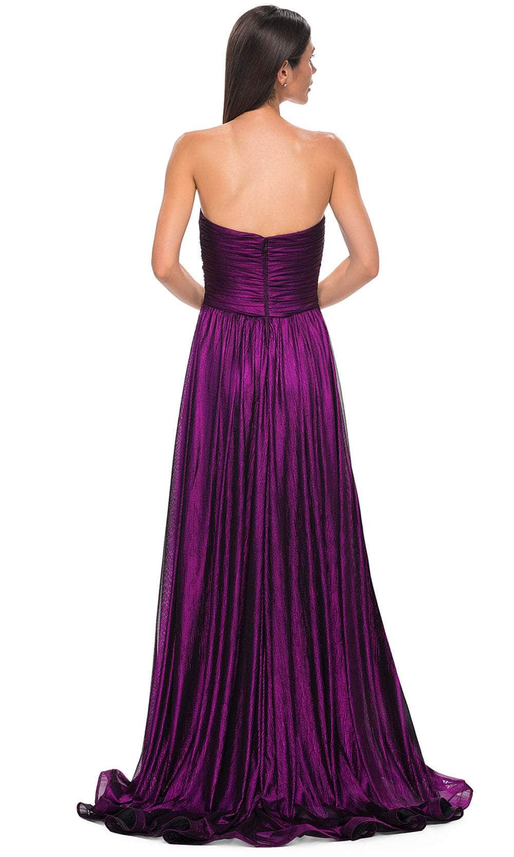 La Femme 32382 Metallic Chiffon Sweetheart Evening Gown