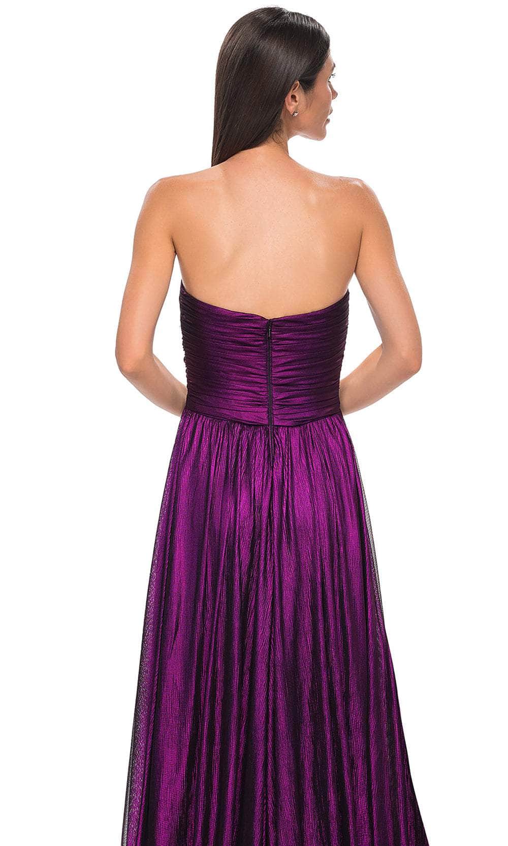 La Femme 32382 Metallic Chiffon Sweetheart Evening Gown