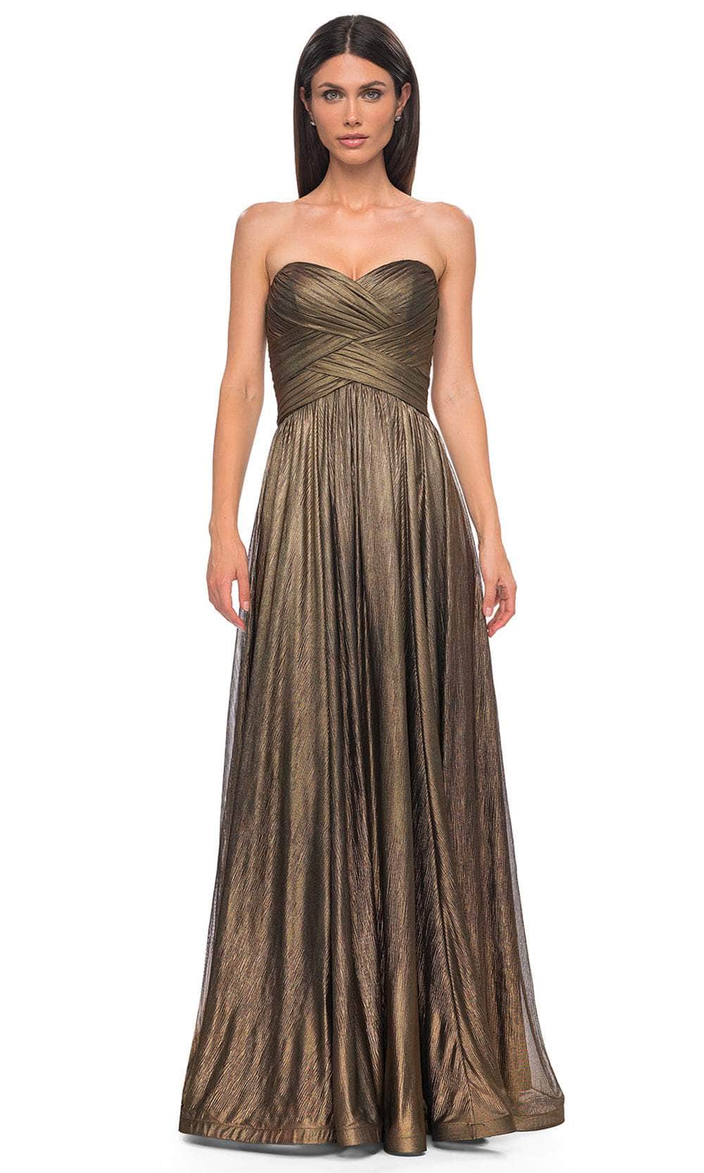 La Femme 32382 Metallic Chiffon Sweetheart Evening Gown