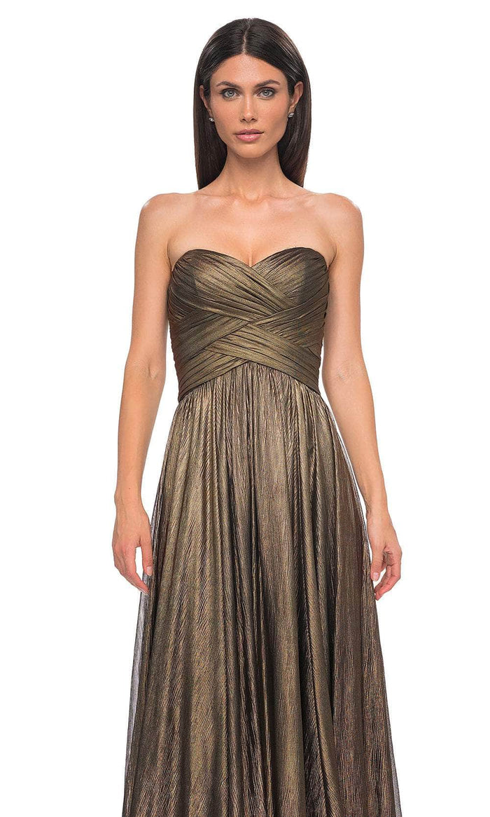 La Femme 32382 Metallic Chiffon Sweetheart Evening Gown