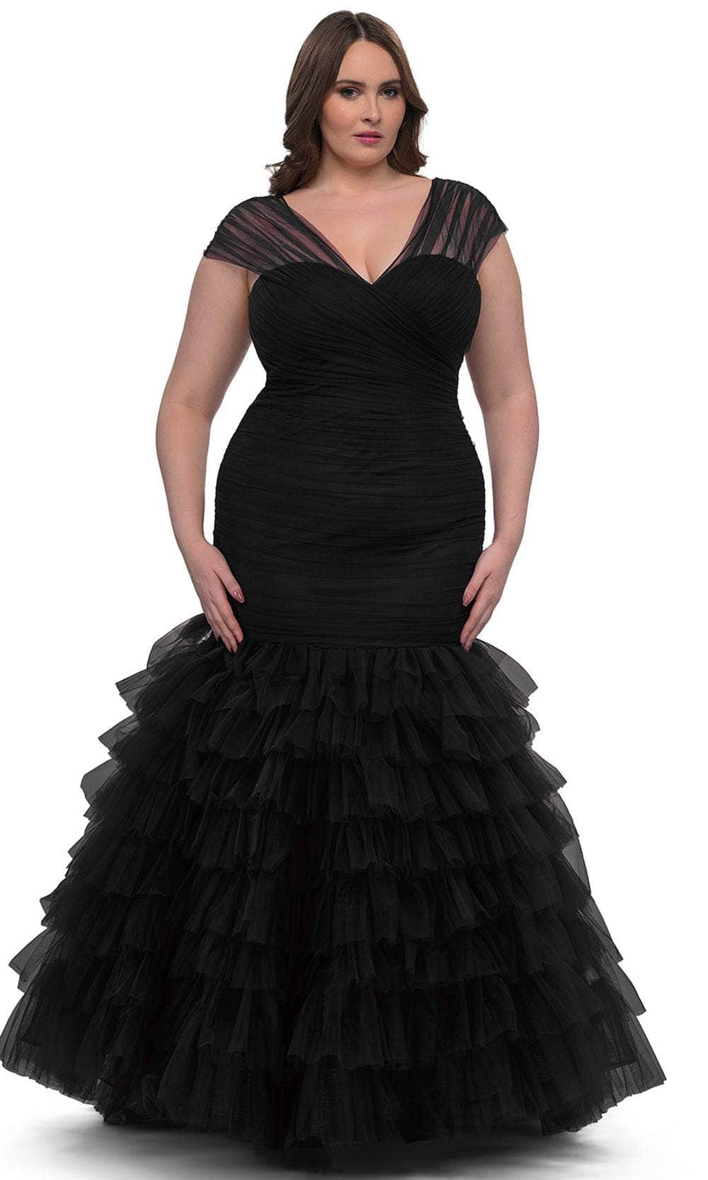 La Femme 32389 Tiered Ruffle Mermaid Evening Gown
