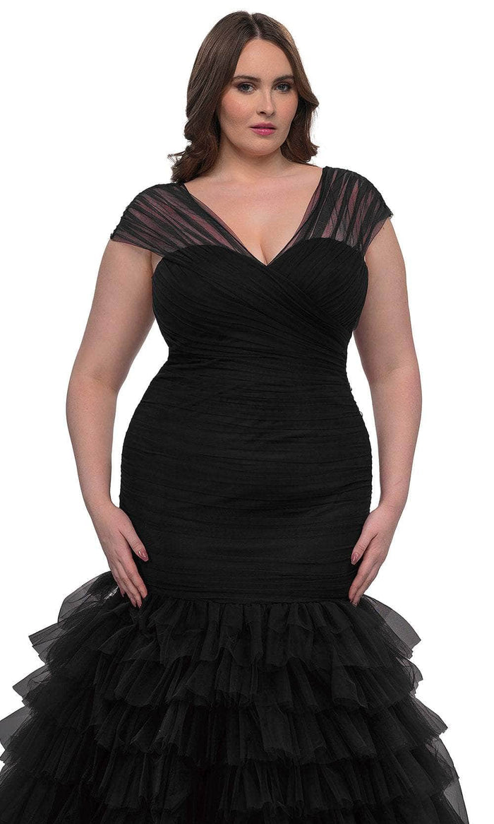 La Femme 32389 Tiered Ruffle Mermaid Evening Gown
