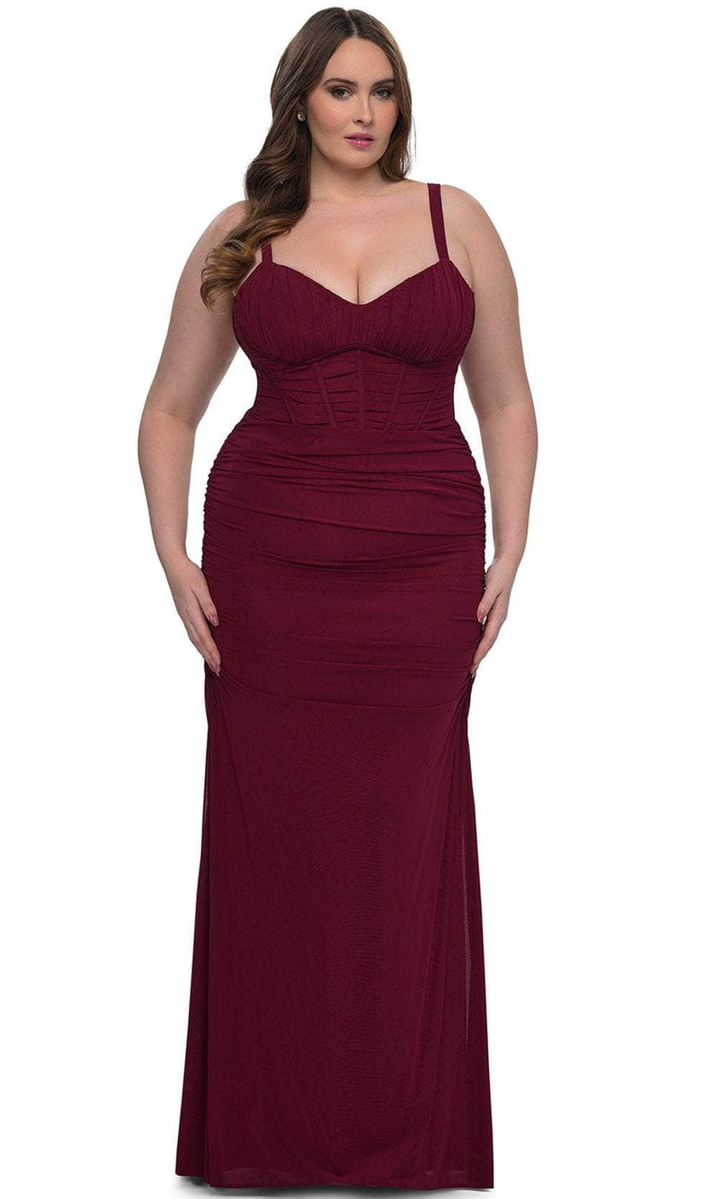 La Femme 32402 Net Jersey Ruching Evening Dress