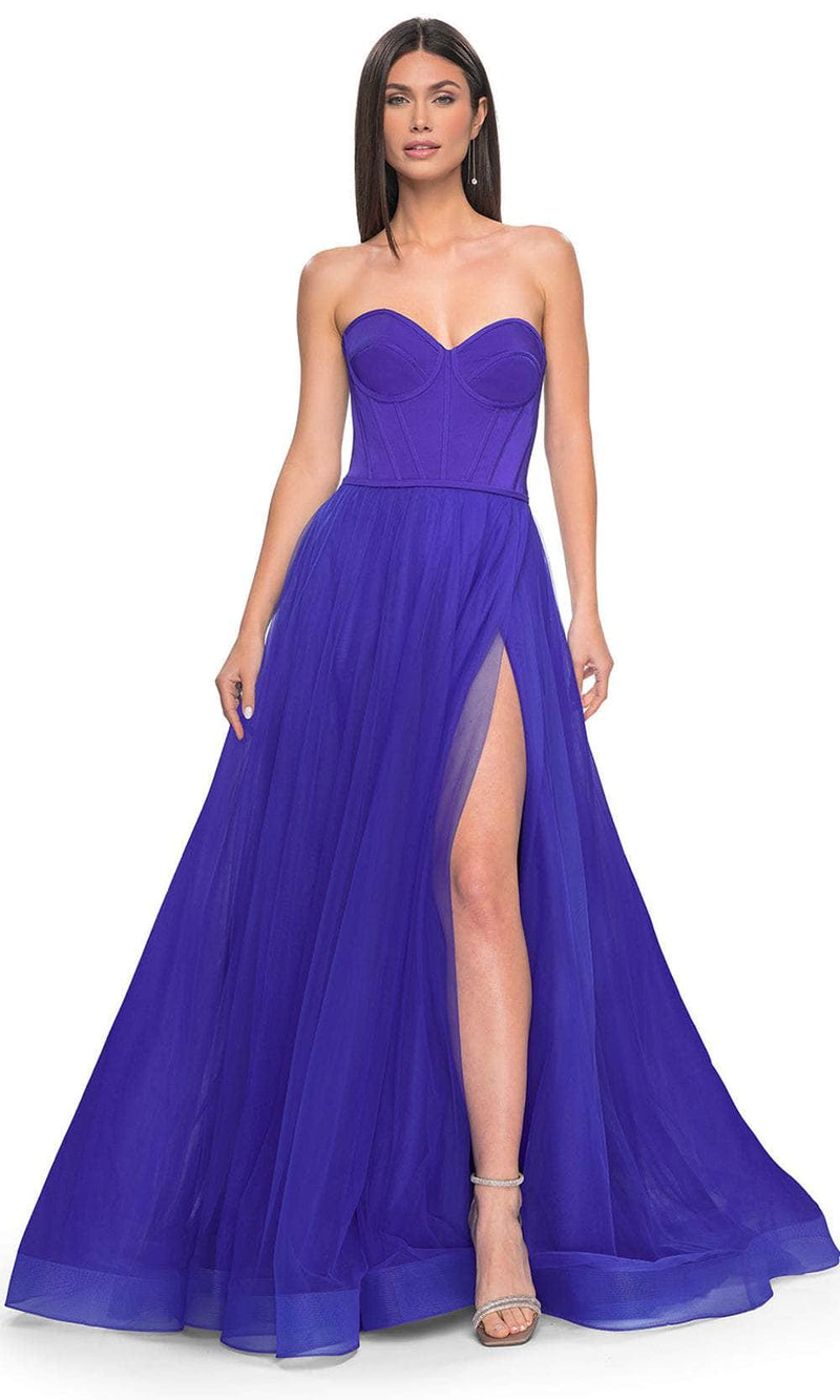La Femme 32424 Sweetheart Satin Corset Prom Gown