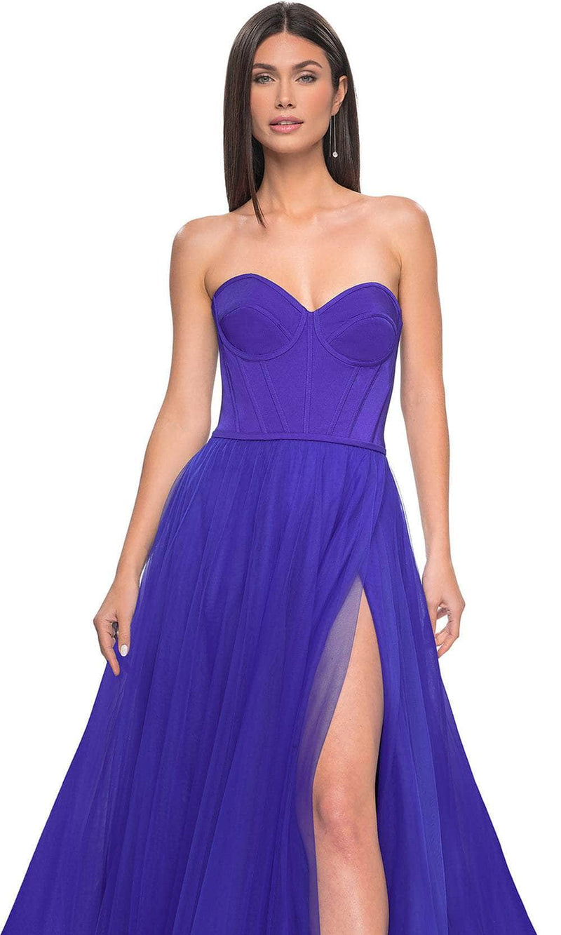 La Femme 32424 Sweetheart Satin Corset Prom Gown