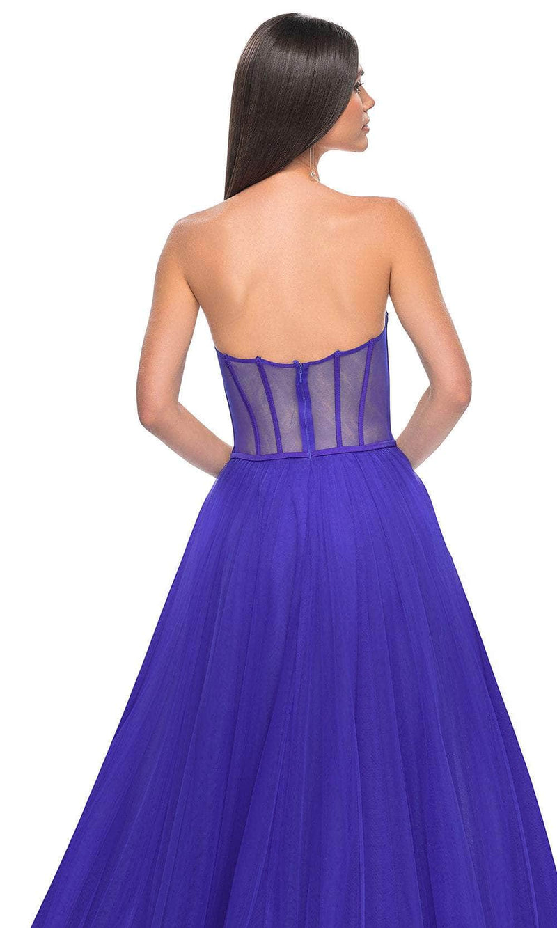 La Femme 32424 Sweetheart Satin Corset Prom Gown