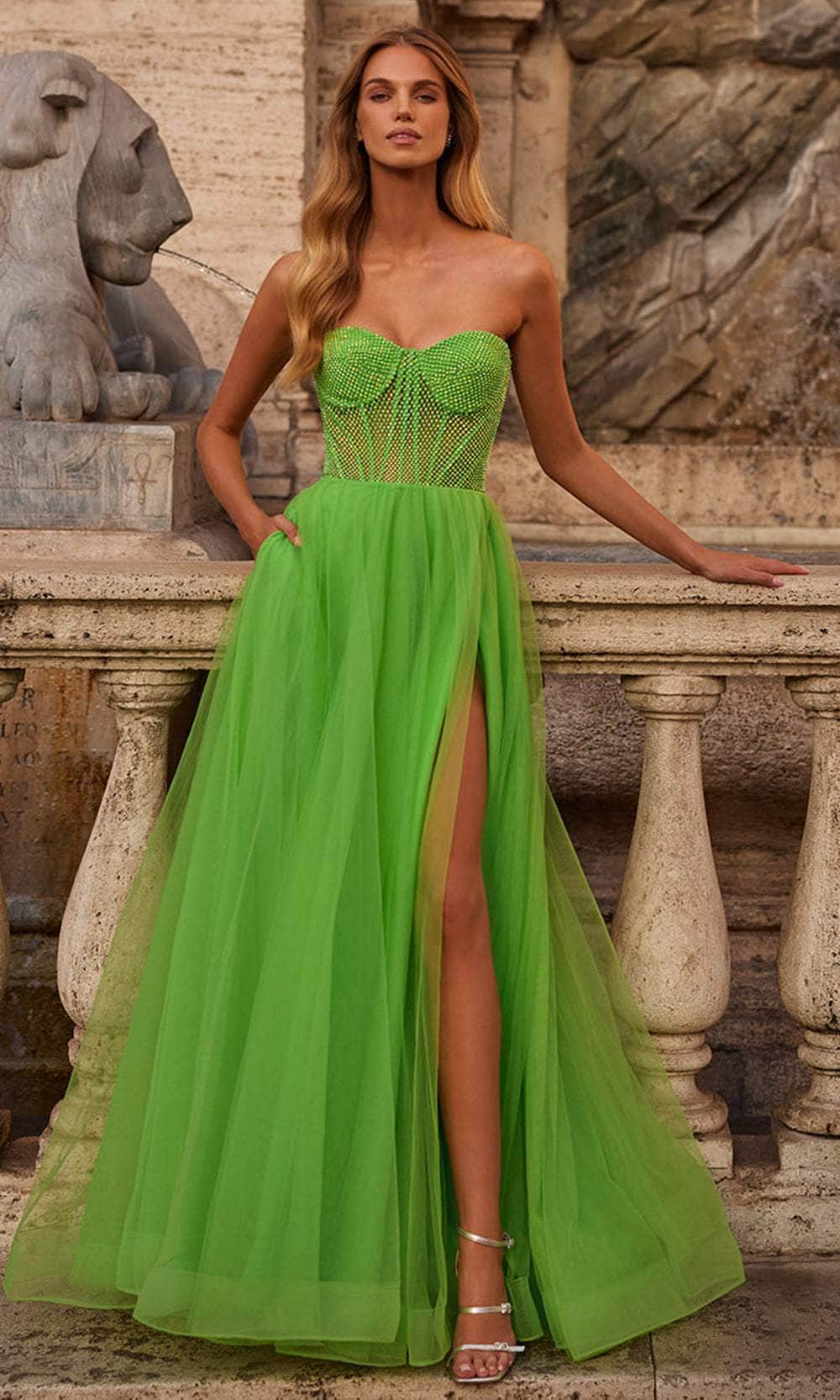 La Femme 32445 Strapless Net Bodice Prom Dress