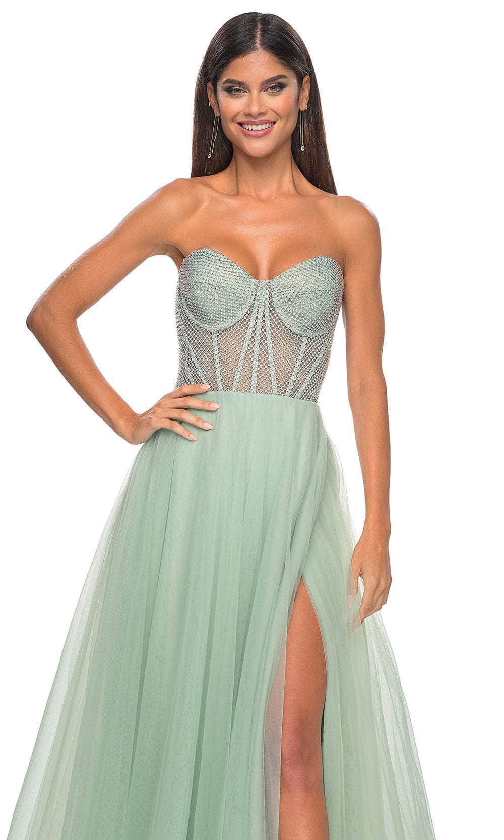 La Femme 32445 Strapless Net Bodice Prom Dress