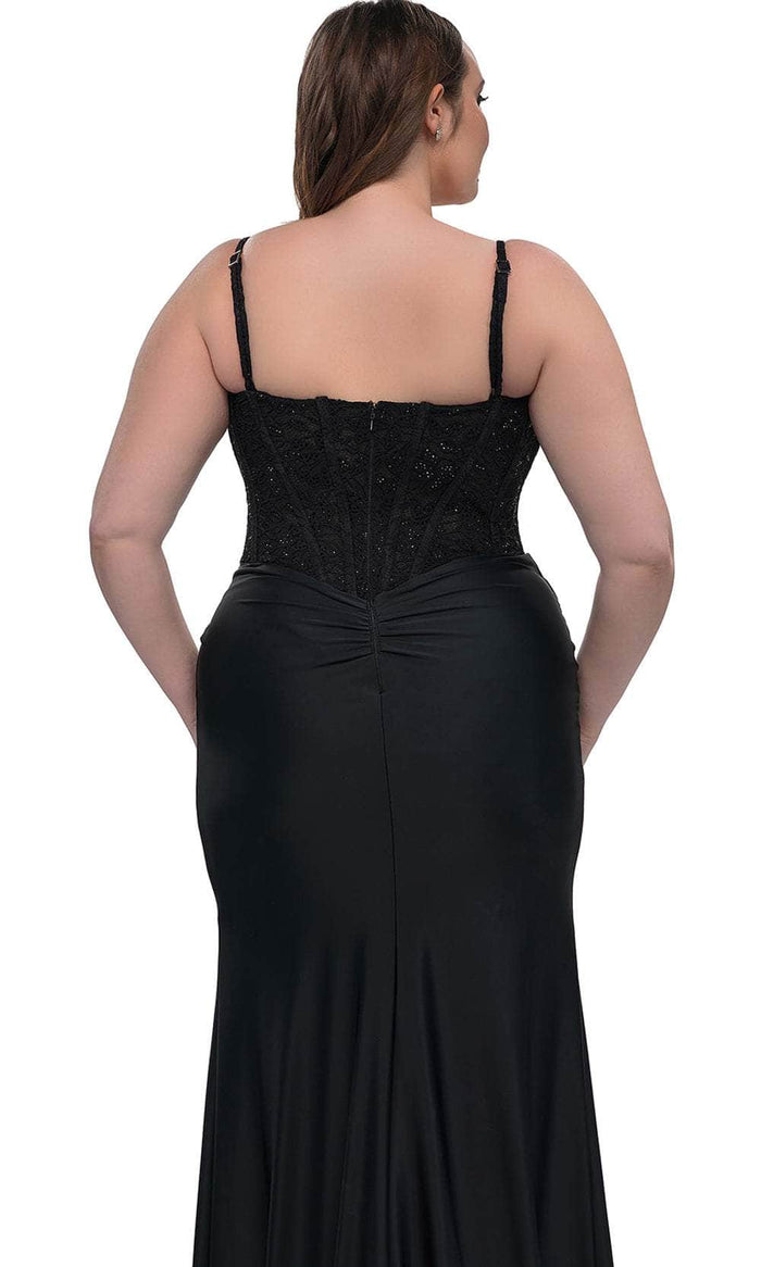 La Femme 32449 Illusion Lace Corset Gown