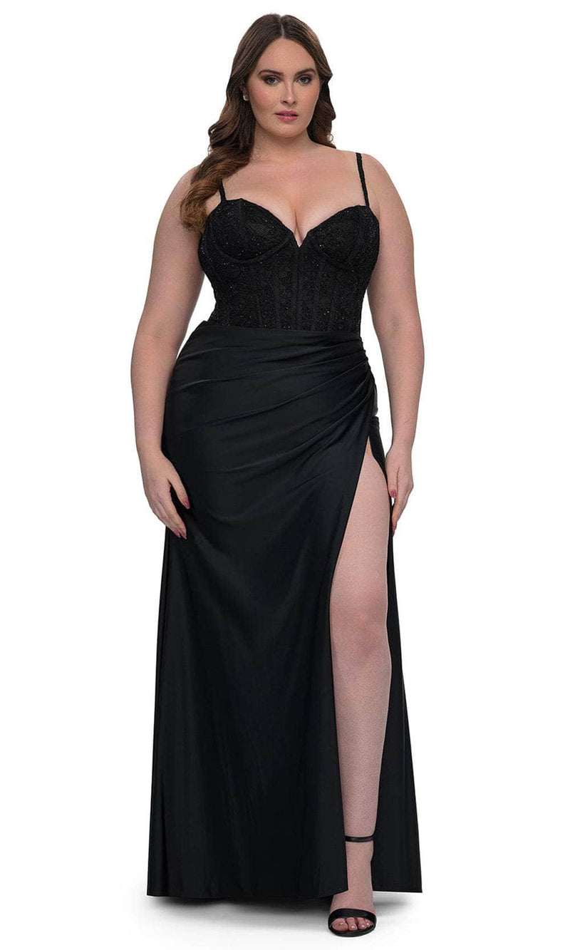 La Femme 32449 Illusion Lace Corset Gown