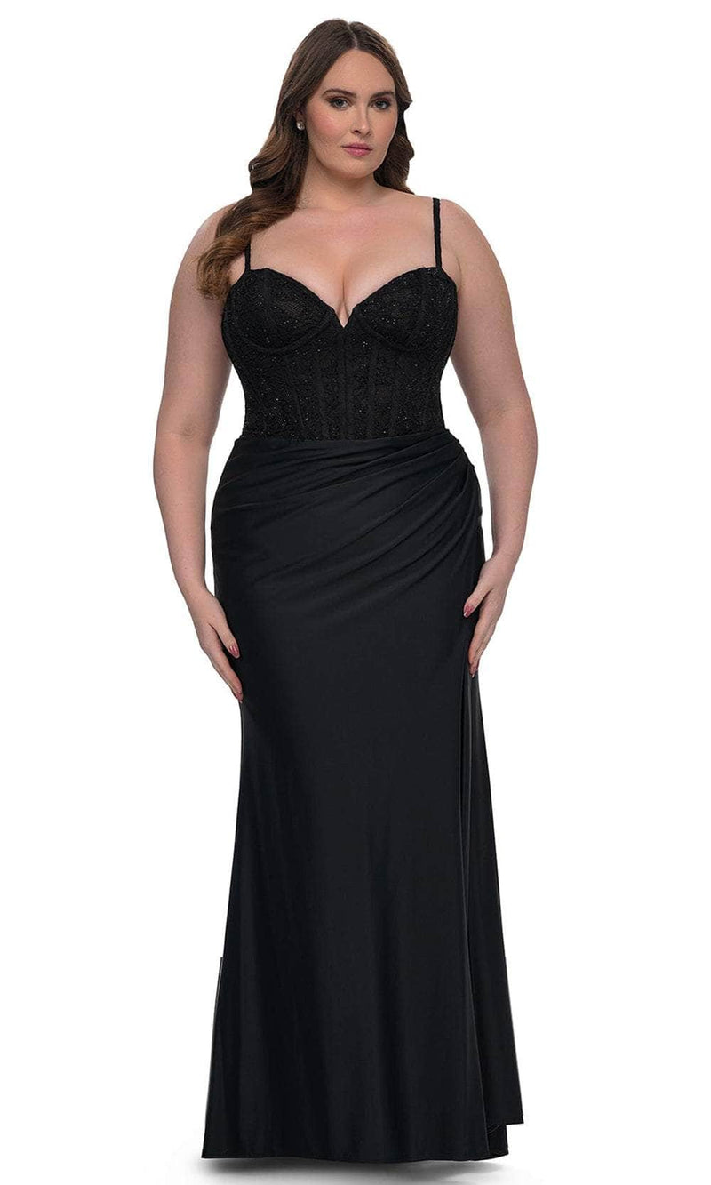 La Femme 32449 Illusion Lace Corset Gown