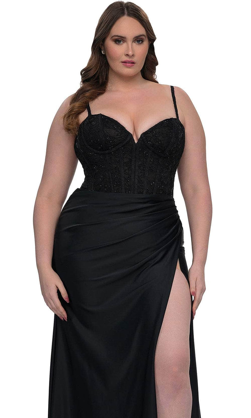 La Femme 32449 Illusion Lace Corset Gown