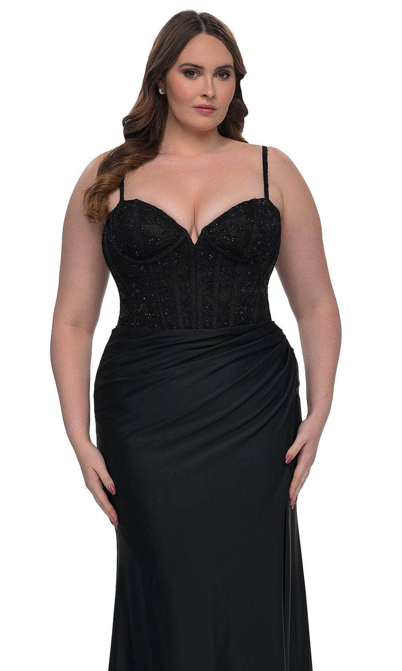 La Femme 32449 Illusion Lace Corset Gown