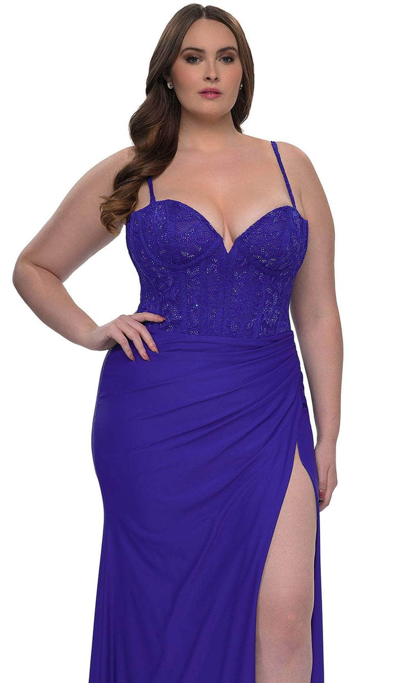 La Femme 32449 Illusion Lace Corset Gown