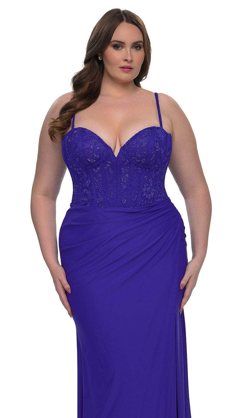 La Femme 32449 Illusion Lace Corset Gown