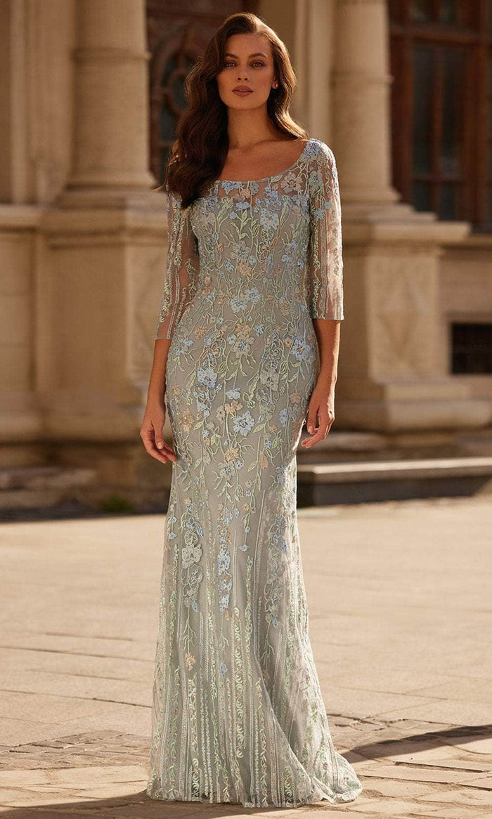La Femme 32463 Illusion Sleeve Lace Evening Gown